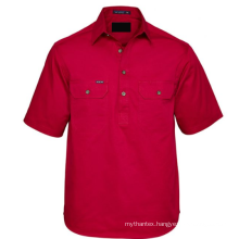 Men's Half Button Short Sleeves  Farm Workshirt With Double Pockets Worker shirt